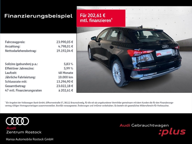 A3 Sportback 30 TFSI S tronic+Navi+Led+Top View+