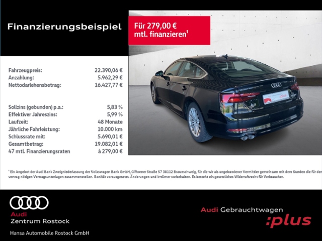 A5 Sportback 40 TDI S tronic+Navi+Led+Ahk+Virt C
