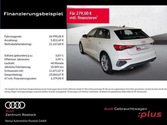 A3 Sportback 35 TFSI S tronic S-Line+Navi+Led+Ca